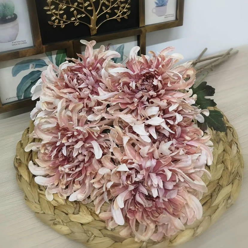 Искусственные цветы в Краснодаре | Цветок искусственный «Хризантема», персиково-розовая, одиночный