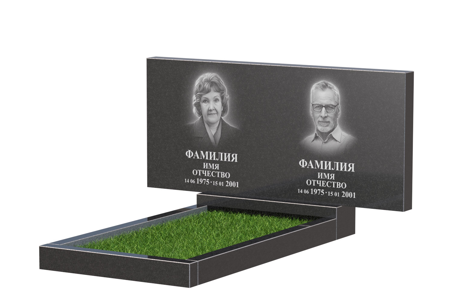 Готовое оформление в Краснодаре | Оформление памятника Стандарт Двойной №1