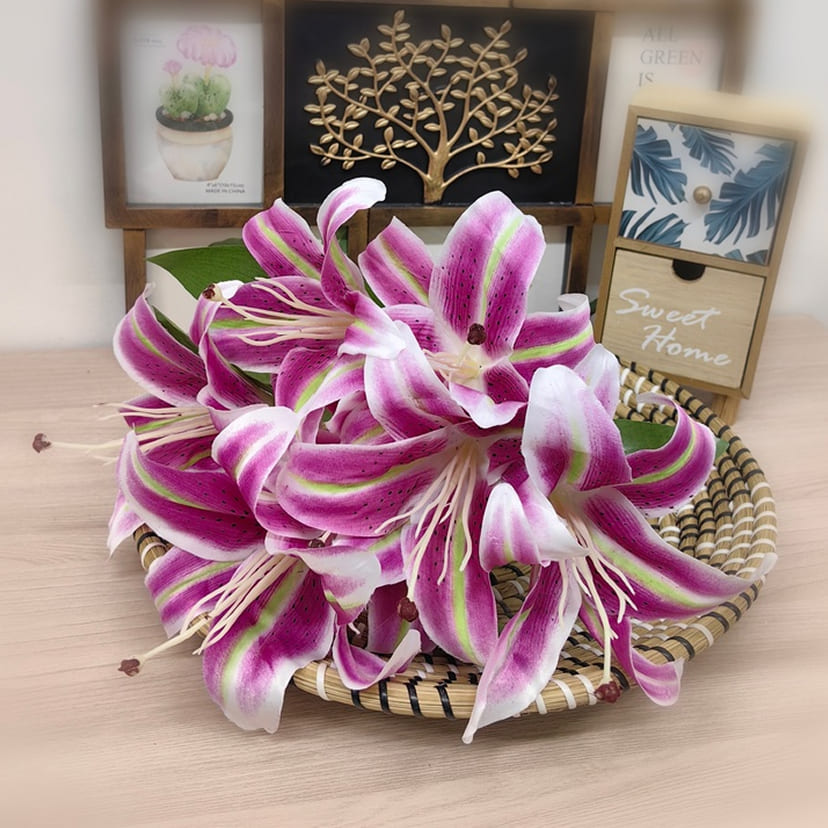 Искусственные цветы в Краснодаре | Цветы искусственные «Лилии крупные», розово-сиреневые, букет