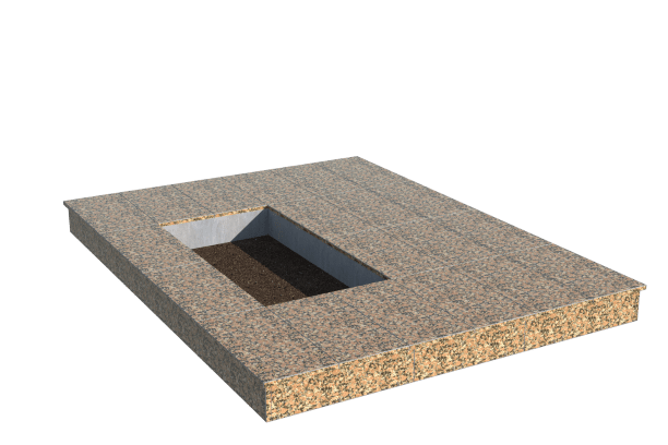 Площадки на могилу в Краснодаре | Площадка с вертикальной (15 см) облицовкой Южно-султаевским гранитом (под цветник)