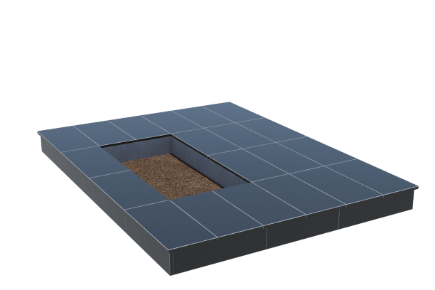 Площадки на могилу в Краснодаре | Площадка с вертикальной (15 см) облицовкой гранитом Габбро (под цветник)