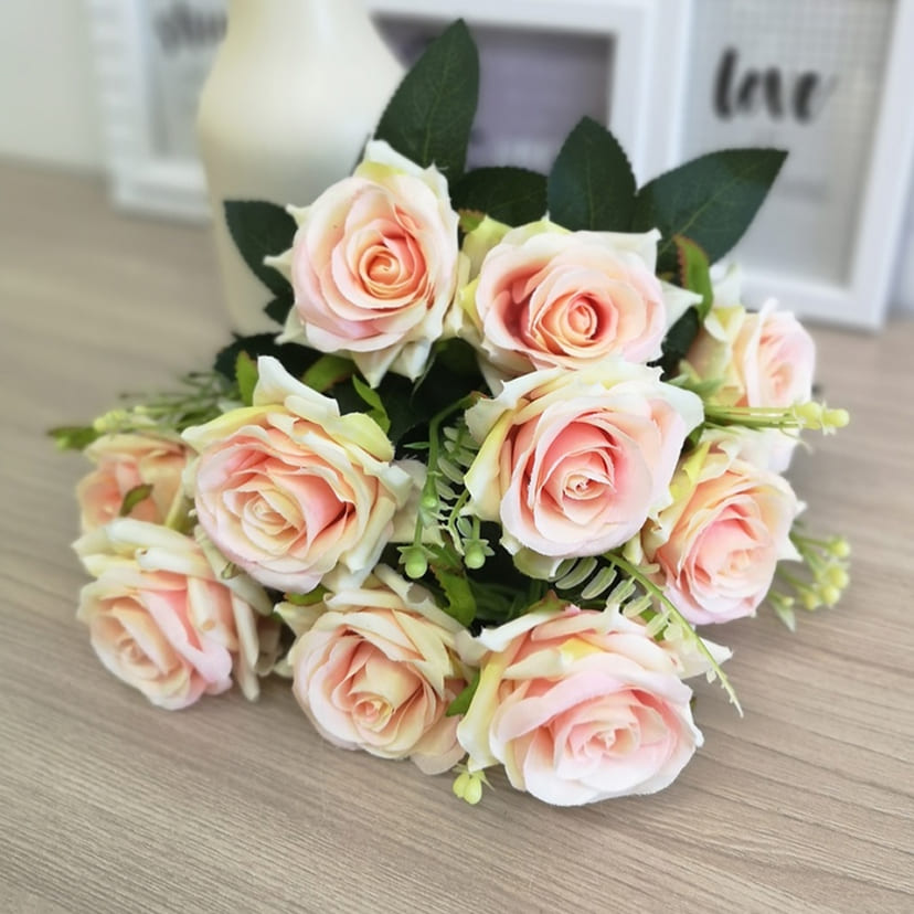 Искусственные цветы в Краснодаре | Цветы искусственные «Розы острые», розовато-молочные, букет