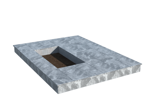 Площадки на могилу в Краснодаре | Площадка с вертикальной (15 см) мраморной облицовкой (под цветник)