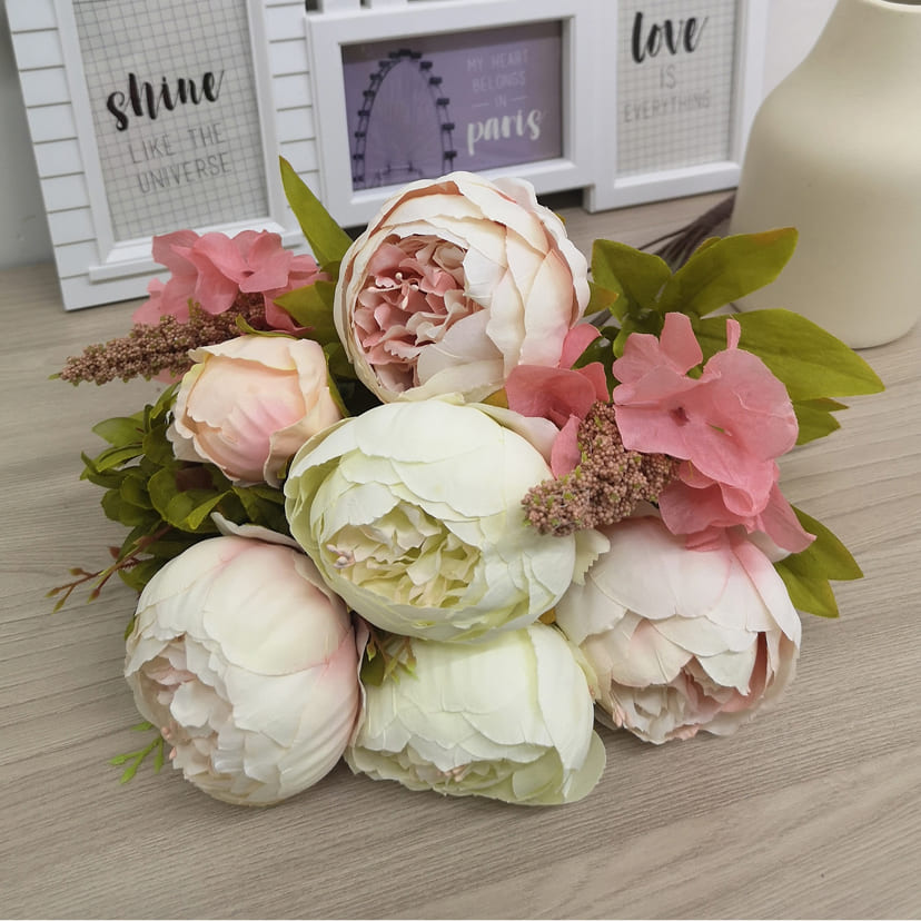 Искусственные цветы в Краснодаре | Цветы искусственные «Пионы», молочно-розовые, букет