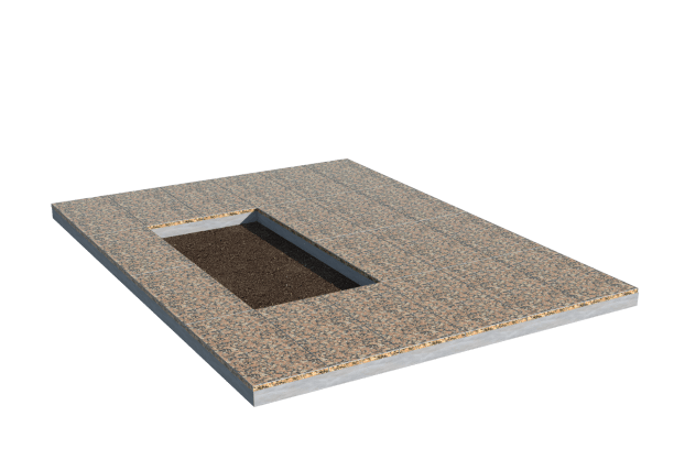 Площадки на могилу в Краснодаре | Площадка с облицовкой Южно-Султаевским гранитом (под цветник)