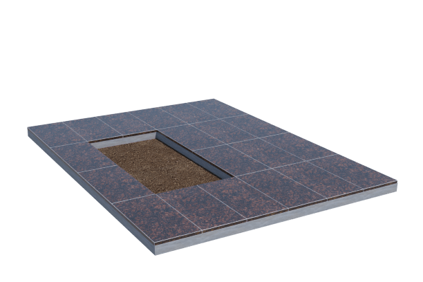 Площадки на могилу в Краснодаре | Площадка с облицовкой Дымовским гранитом (под цветник)